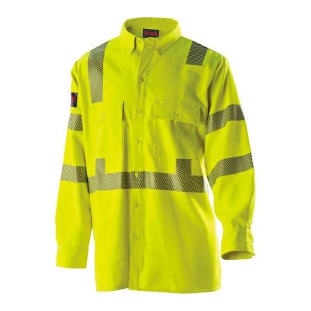 National Safety Apparel DRIFIRE Hi-Vis Work Shirt, Type R, Class 3, XL, Fluorescent Yellow, DF2-AX3-324LS-HY-XL